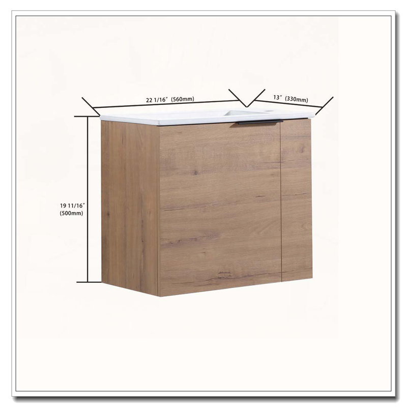 Meuble-lavabo flottant avec évier, Imitation chêne