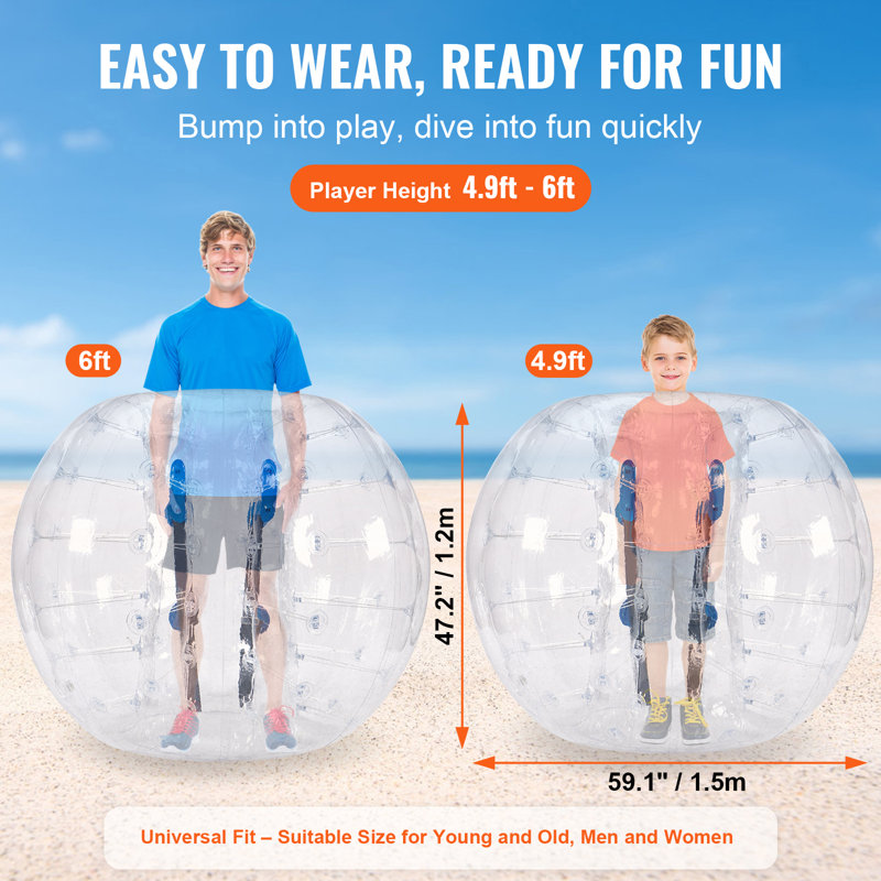 VEVOR Inflatable Bumper Ball 1-Pack, 5FT/1.5M Body Sumo Zorb Balls, Clear