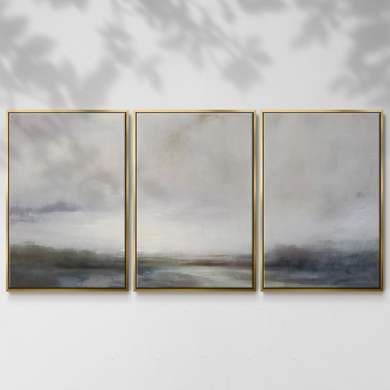 Light Effects VII V1 - Multi Piece Framed Canvas, Gold , 36" H x 75" W x 2" D