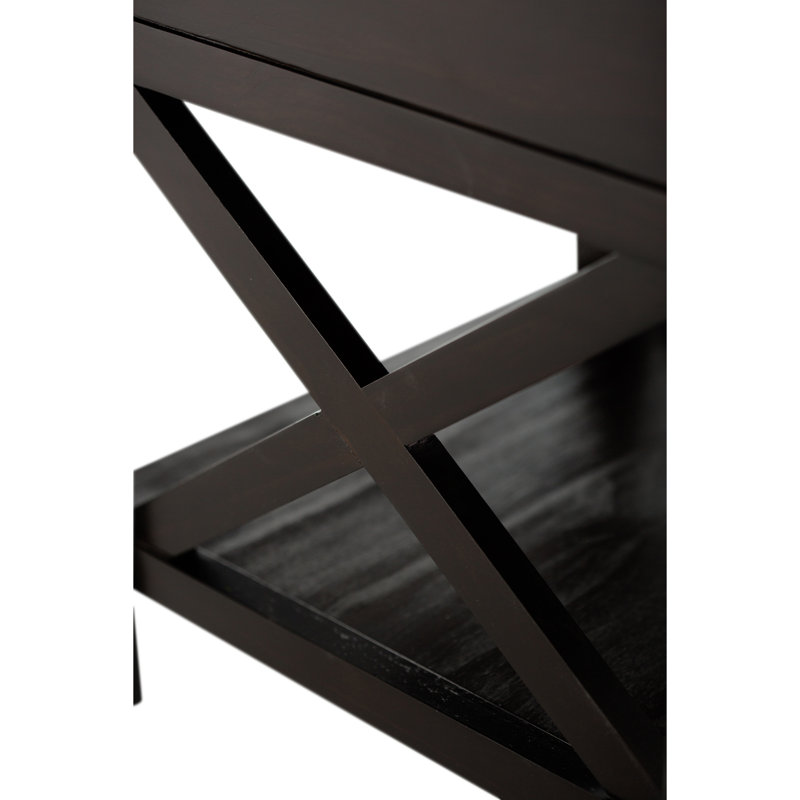 Hickory Brown Solid Pine Wood End Table with Storage Drawer