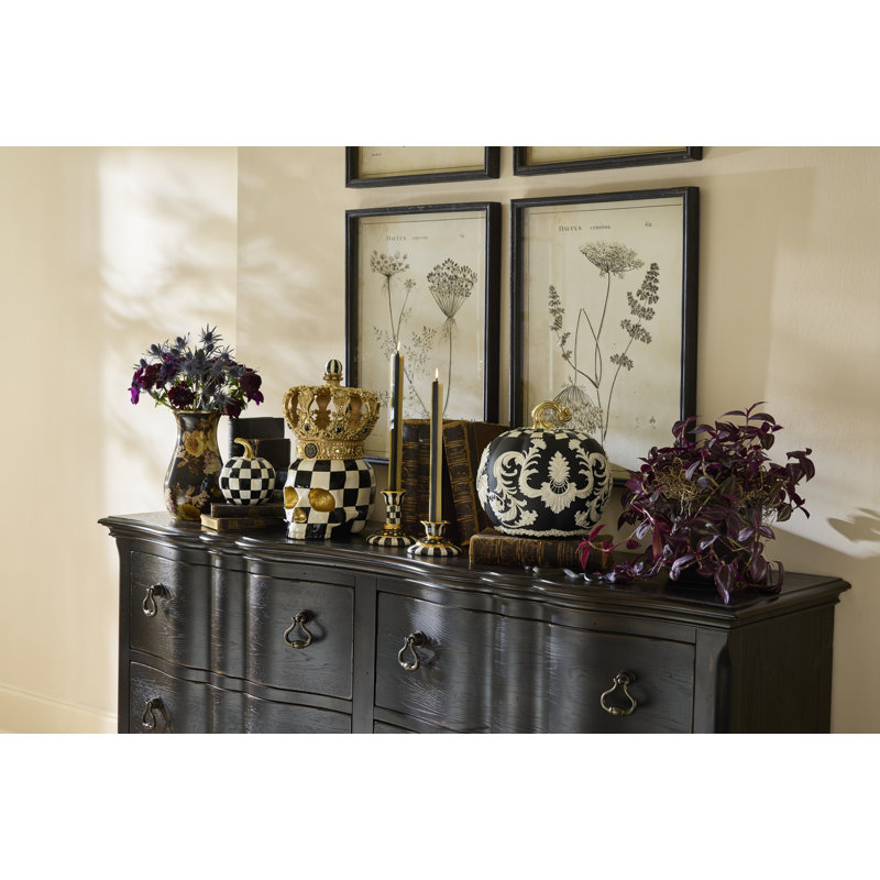 Wild Rose Brown Tall Vase, Brown/Gold