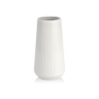 Vase décoratif en céramique blanche pour herbes de la pampa et fleurs séchées, vase de table style ferme moderne