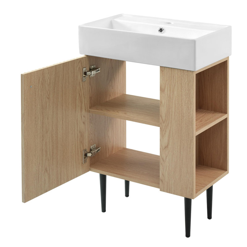 Meuble-lavabo en bois 21,6 po, Bois / noir