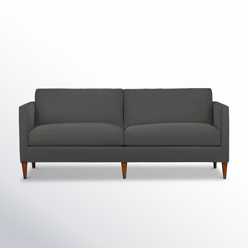 Clifford 87" Upholstered Custom Sofa, Davis Smoke Bouclé