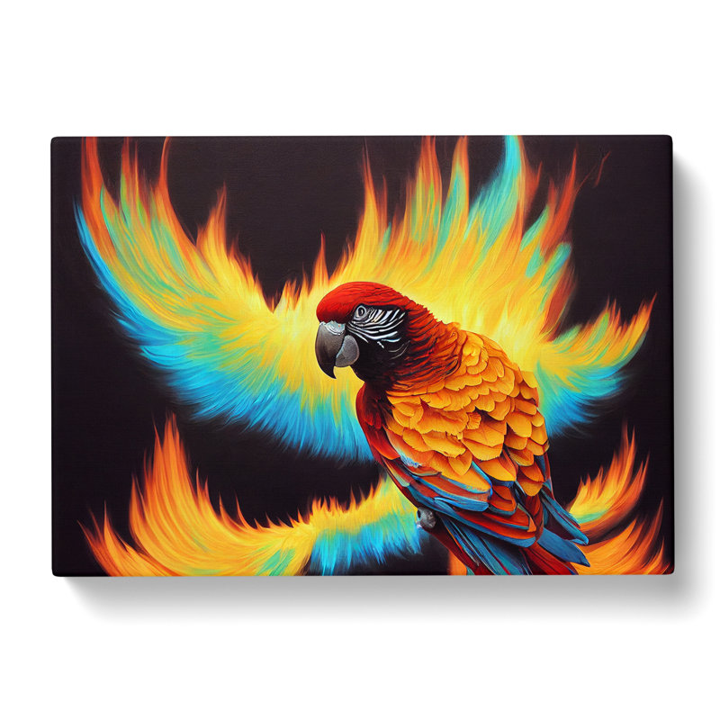 Flaming Macaw Parrot - Wrapped Canvas, 40cm H x 60cm W x 3cm D