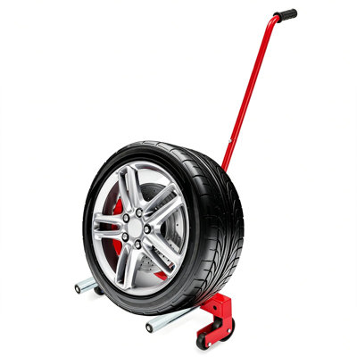 Chariot roulant à roulettes robuste et réglable pour pneus, capacité de 220 kg (500 lb) - Support de déplacement et de rangement pour garage/atelier - Convient aux pneus de 12 à 24 pouces - Couleur : rouge