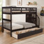 Lit superposé simple au-dessus de simple avec trois tiroirs pour la chambre à coucher, dortoir - Espresso Stairway (Old Sku: LP000309AAP)