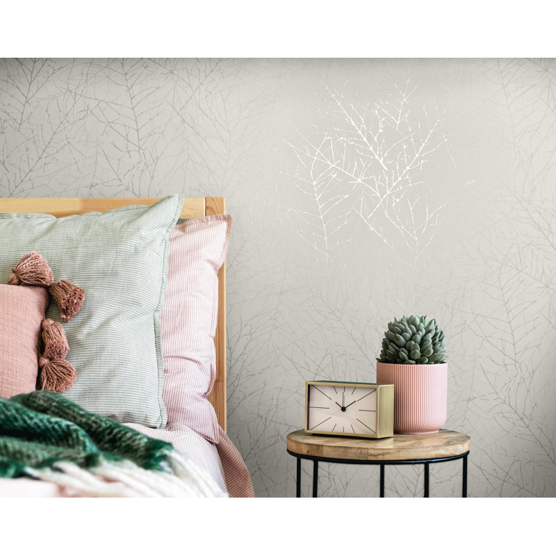 Norbie Industrial Effects Graphic Tree Stem Wallpaper Roll 10.05cm x 53cm, White