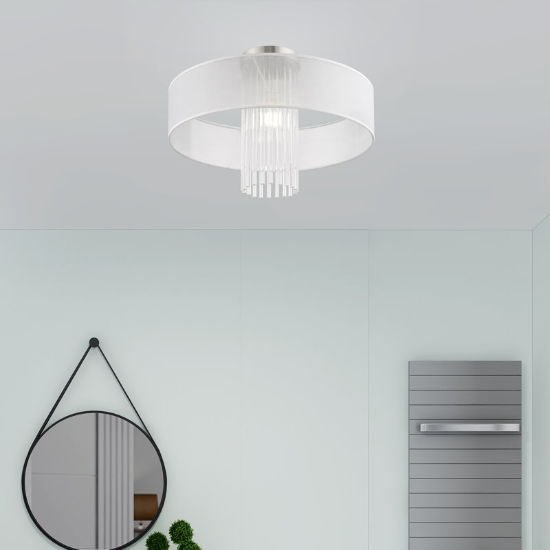 Plafonnier semi-encastré 1 lumière Hanson, H 14,5 po x l 20 po x p 20 po, Translucide