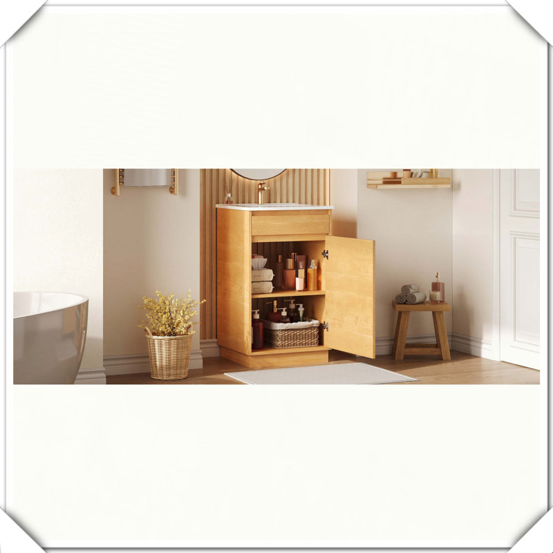 Meuble-lavabo autoportant de style maison de campagne avec lavabo en céramique