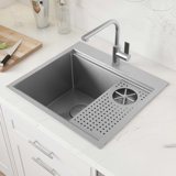 Ruvati Glass Rinser and Sink Combo Workstation for Wet Bar Bottle Washer Drop in Topmount