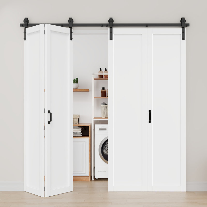 Porte de grange pliante double 84 po H 84 po, 72 po x 84 po, 2 panneaux