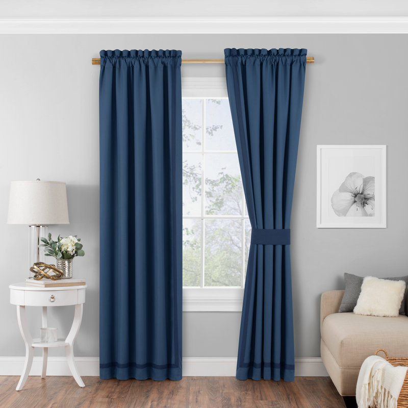 Palfi Semi Sheer Curtain Pair, Blue