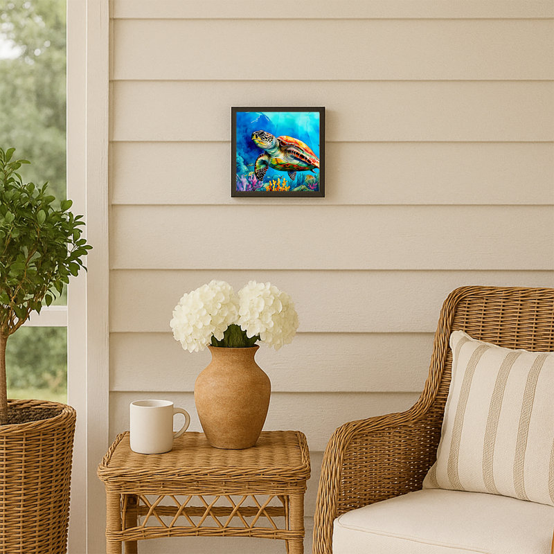 Loggerhead Sea Turtle Framed Metal Print