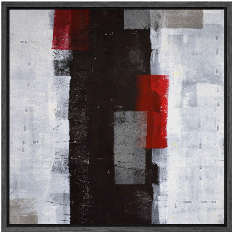 Rouge, noir, blanc, gris, blocs de couleur, formes abstraites, art moderne, alternative colorée, impression sur toile, Noir