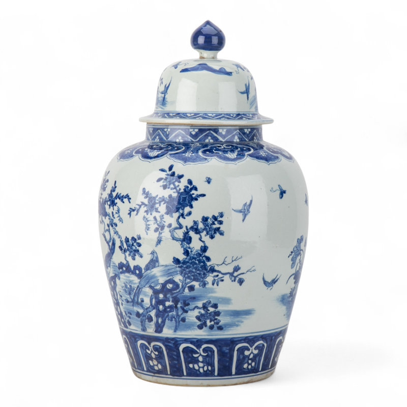 Large Blue and White Temple Jar