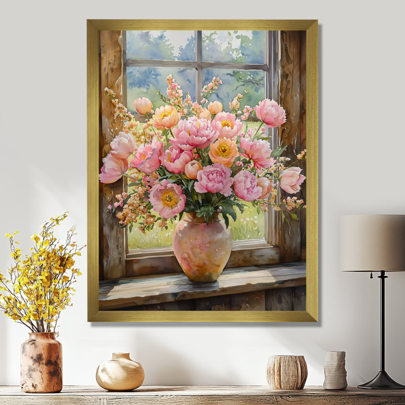 Kirby - salon d'art mural floral, H 32 po x l 16 po, Reproduction encadrée d'une seule photo, Doré