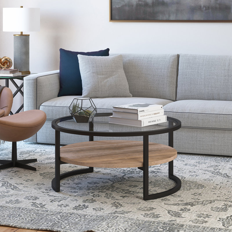 Hassler Coffee Table with Storage, Limed Oak/Black