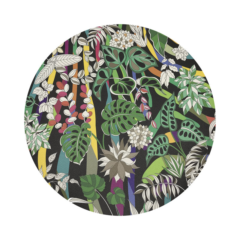Sabi Jungle Pebble 16" Vinyl Placemat, Black
