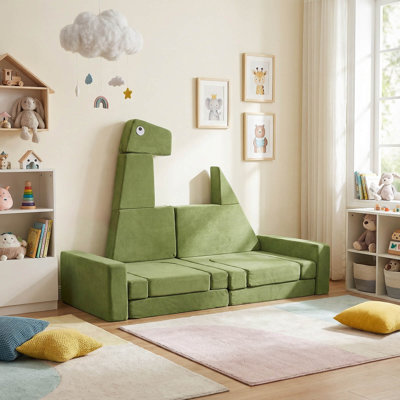 13 PCS Modular Kids Play Couch, Multifunctional Convertible Kids Sofa Furniture Dinosaur
