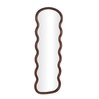 Lewisetta Cole And Grey Wood Wavy Room Brown Wall Mirror
