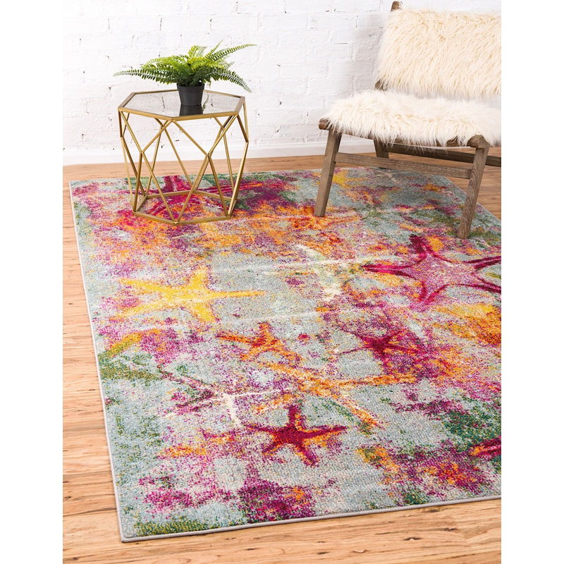 Tapis vert / jaune / rouge Trenton, Rectangle de 5 pi x 8 pi