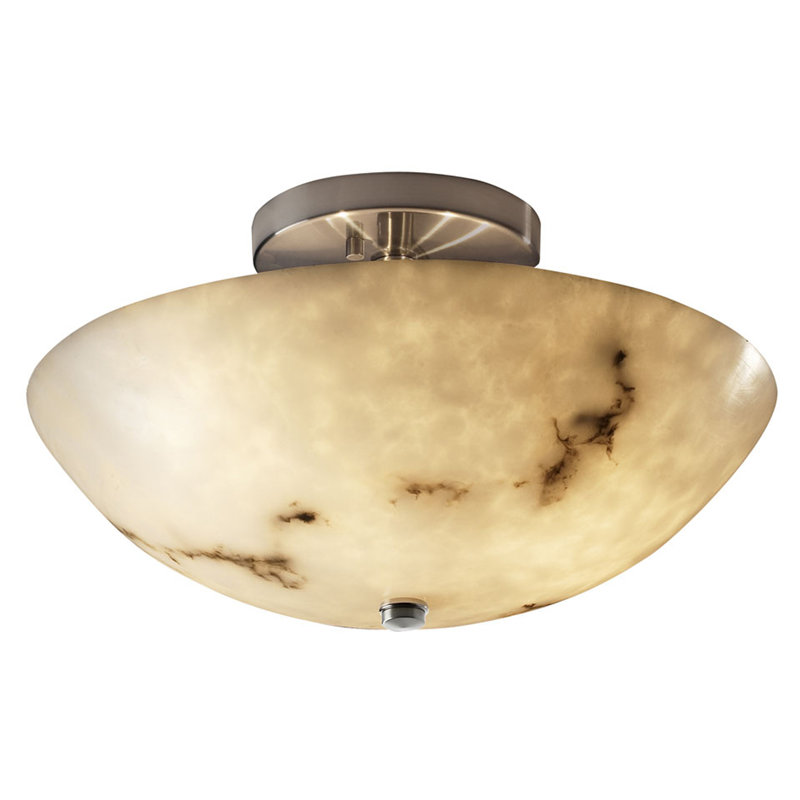 Aleynah Faux Alabaster Resin Flush Mount, Brushed Nickel