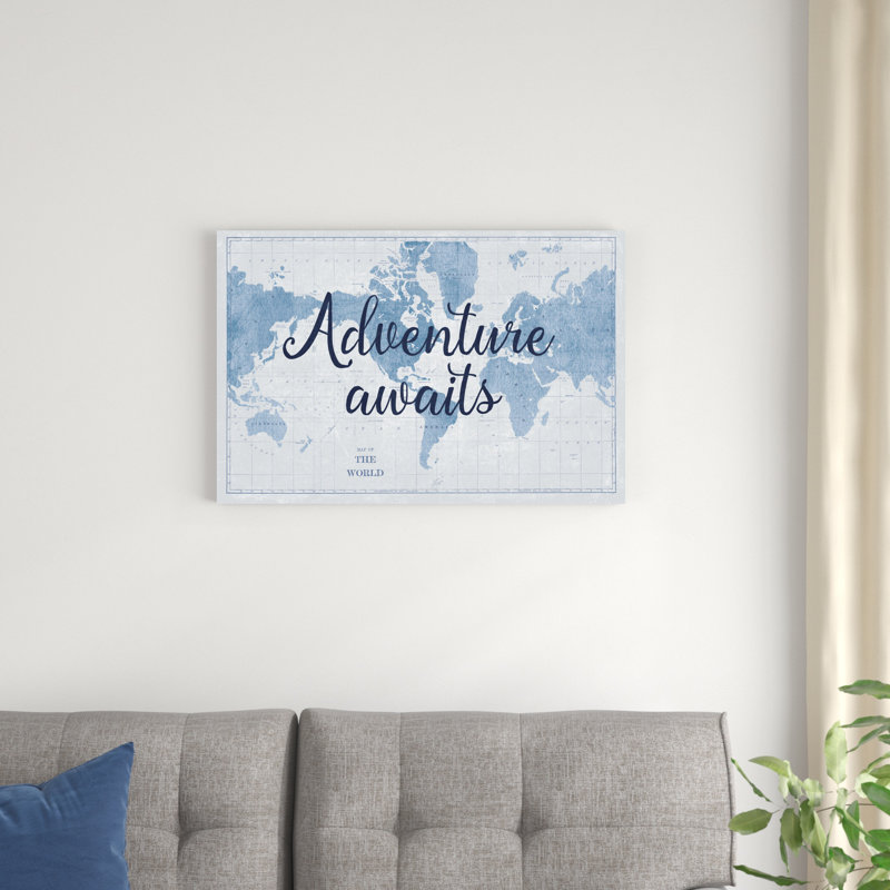 Carte du monde, aventure blanche et bleue, H 20 po x l 30 po