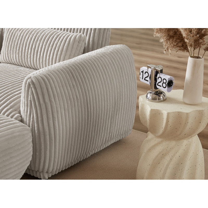 Emora , Velours côtelé gris, H 29,13 po x l 72,83 po x P 35,03 po