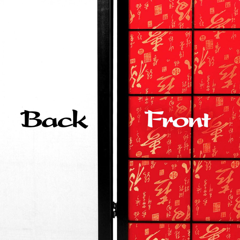 Feng 68" W x 72" H 4- Panel Solid Wood Folding Room Divider, 4