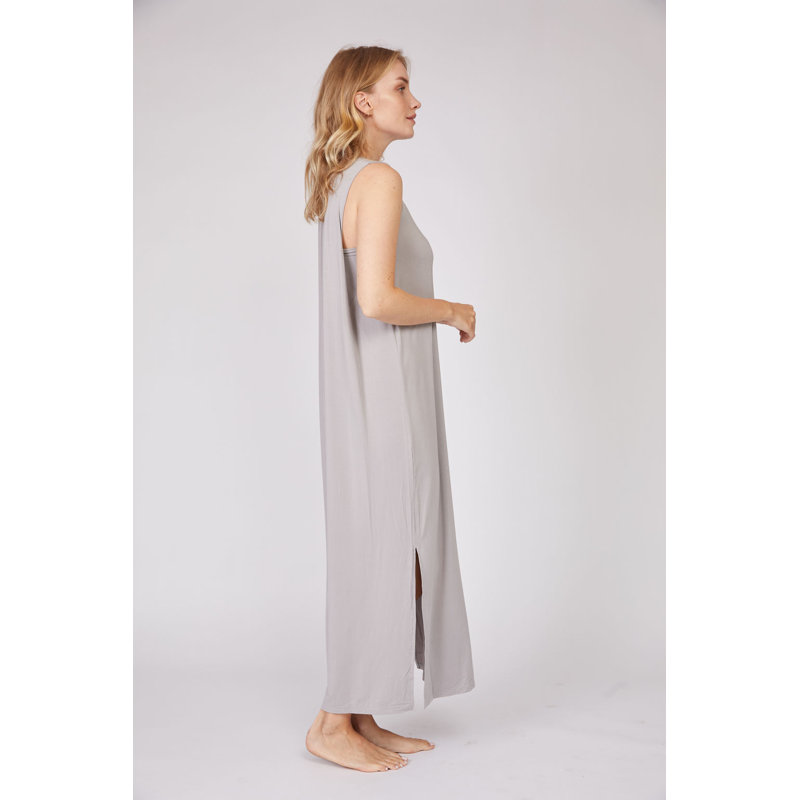 Robe drapée sans manches pour femme, L, Gris cendré