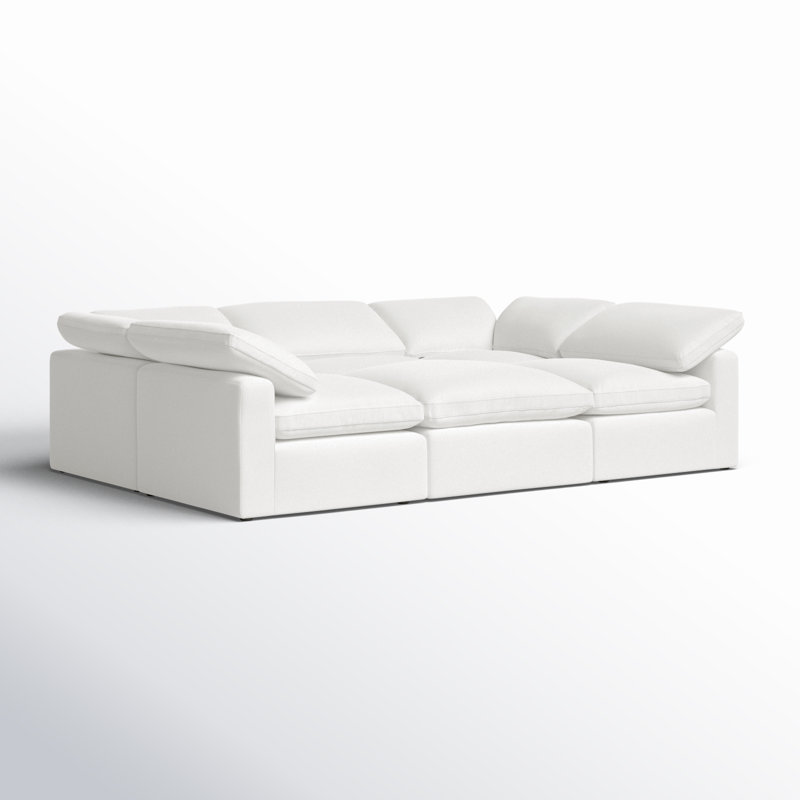 Canapé et méridienne rembourrés 6 pièces Wonardo, Tissu en coton blanc