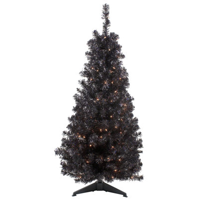 Arbre de Noël artificiel noir mince 4 pi avec lumières claires