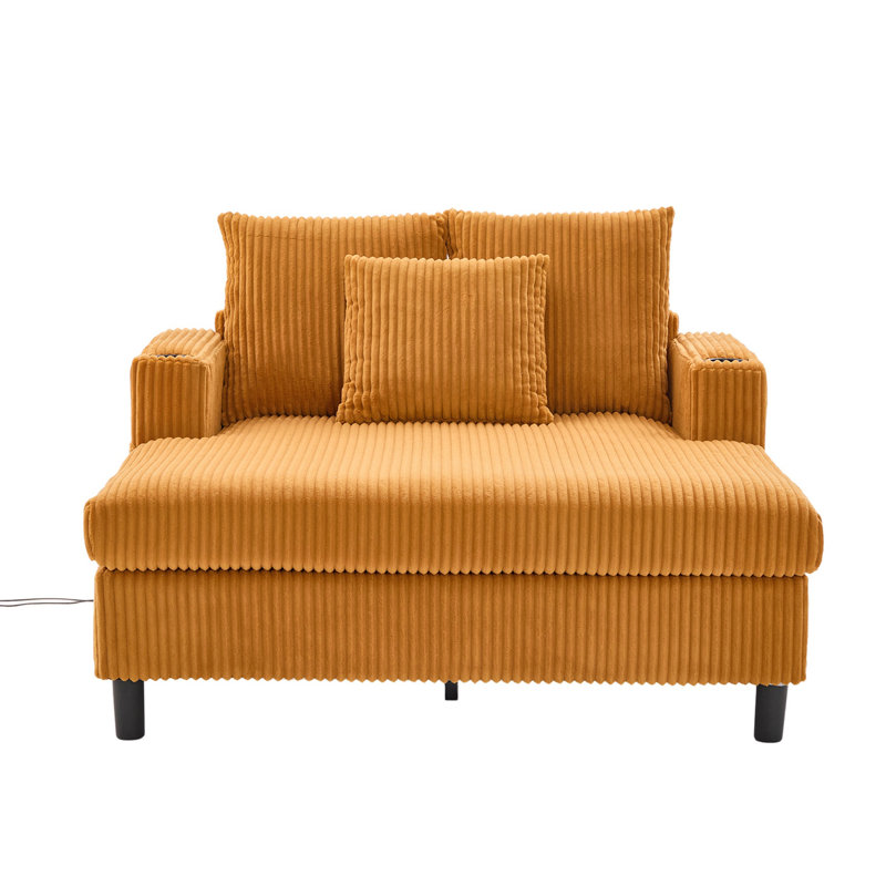 50'' Upholstered Chaise Lounge, Yellow