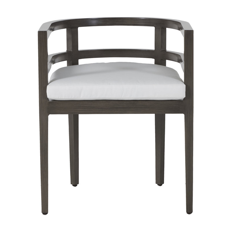 Santa Barbara Aluminum Patio Dining Armchair with Cushion, No Welt, Linen Forest