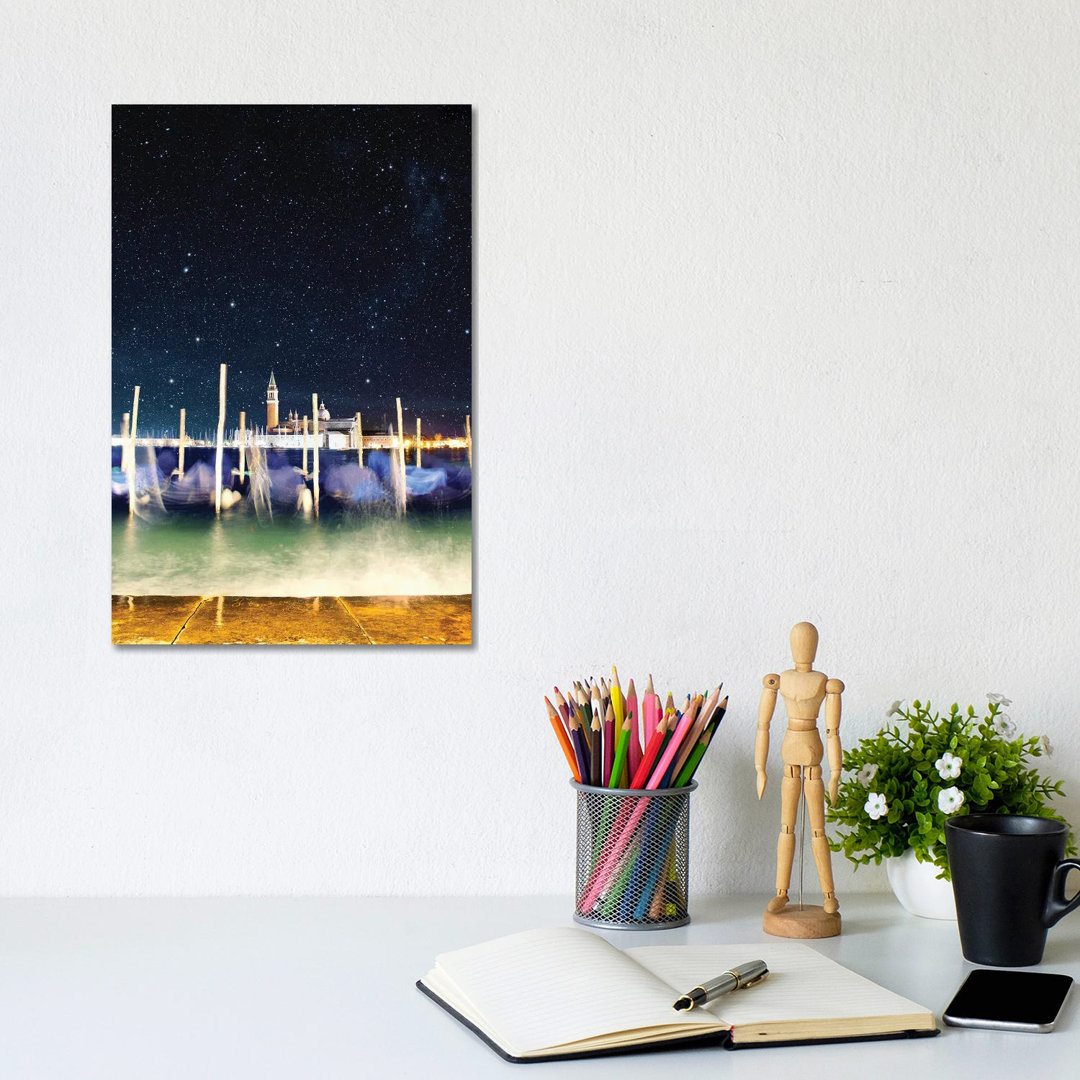 Gondolas Never Sleep in Venice by Florian Olbrechts - Wrapped Canvas Graphic Art