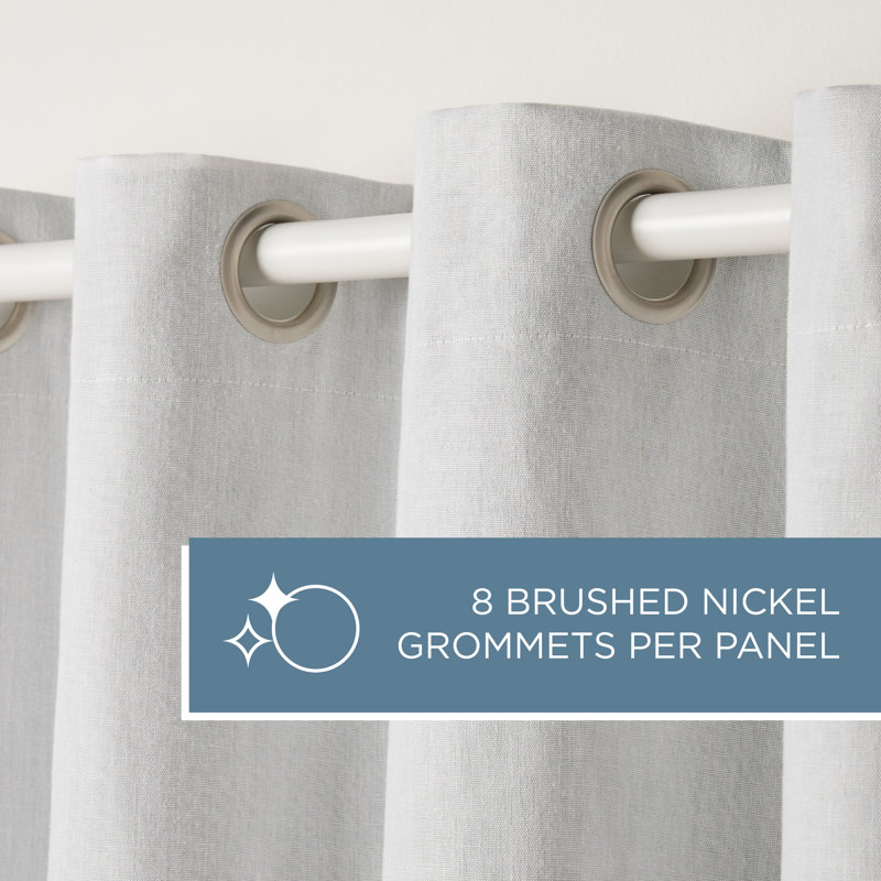 TOWN & COUNTRY BASICS SELENA Solid Linen Texture Indoor Curtains 2-Pack , 50" W x 63" L, Ivory