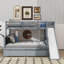 Lit superposé simple au-dessus d'un lit double avec rangement pour tiroir coulissant et tablettes intégrées-1235344830
