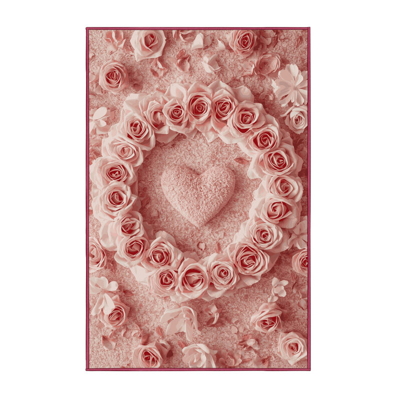 Soft Plush Escoto Valentines Modern & Contemporary Abstract Area Rug in Brown – Rose Binding, 4x6