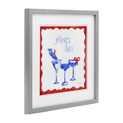 «Red & Blue Ski Cocktail», reproduction encadrée sous verre, conception de Lucille Price