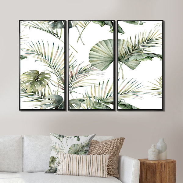 Bayou Breeze Tropical S Pattern With Monstera And Coconut Leaves Framed ...