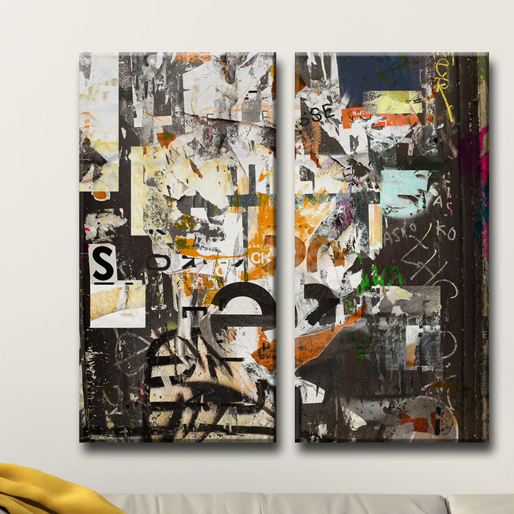 « abstract abs iii », ensemble de 2 reproductions d’art sur toiles tendues, H 24 po x l 12 po x P 1,5 po