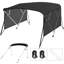 Toit bimini à 4 nœuds avec rideaux latéraux filtrant la lumière, toile en polyuréthane 600D Watercraft et structure en aluminium de 1 po, 2 sangles et 2 poteaux de soutien arrière stables-124530393-124530397