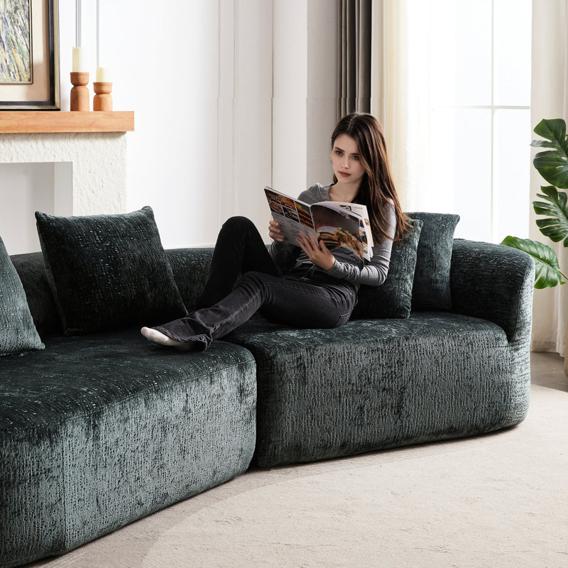 Canapé modulaire surdimensionné de 114 pouces - Chenille 4 avec siège large et profond, excellent support, 4 coussins pour le canapé du salon