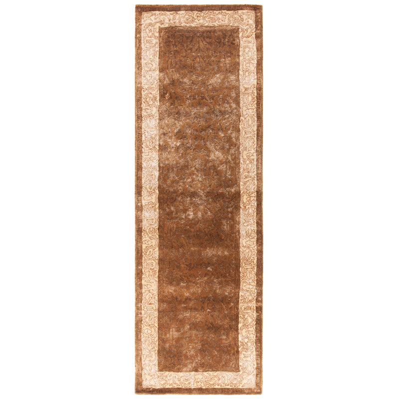 Braxtan Silk Road Hand Tufted Wool And Viscose Oriental Rug, Runner 2'6" x 10'