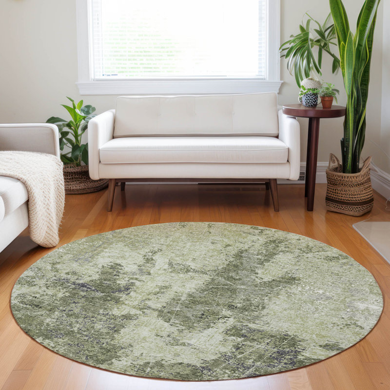 Tapis intérieur / extérieur vert lavable Ebonelle - LOOMlan, 8 pi x 8 pi
