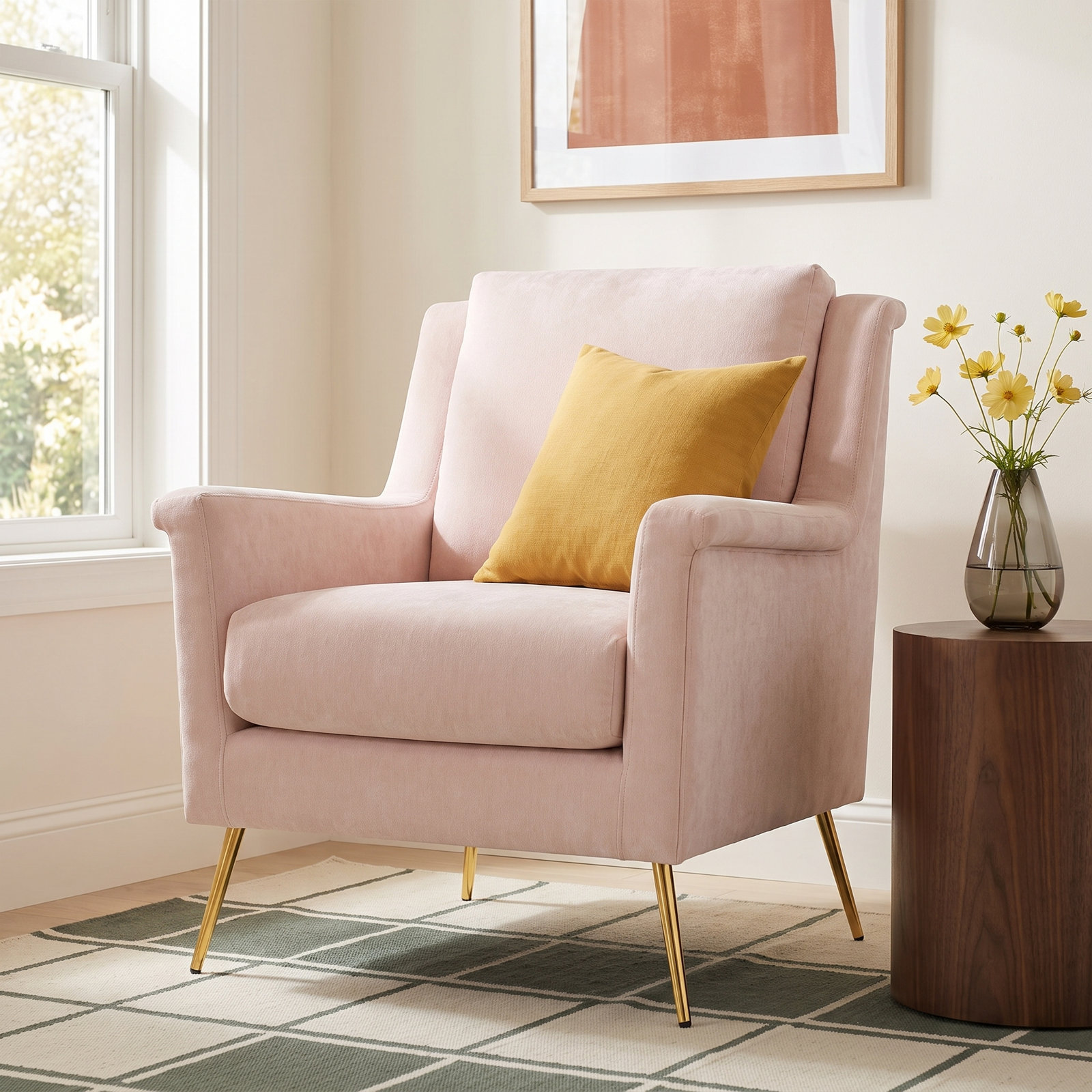 Gardella Armchair, Blush Velvet