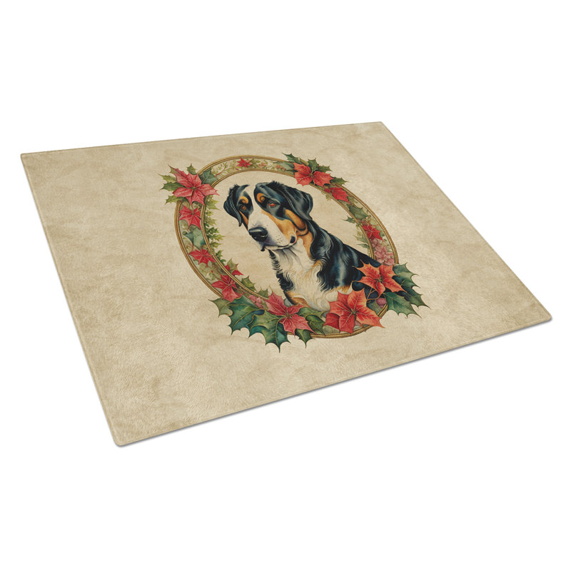 Planche à découper en verre Grand Christmas Mountain Dog