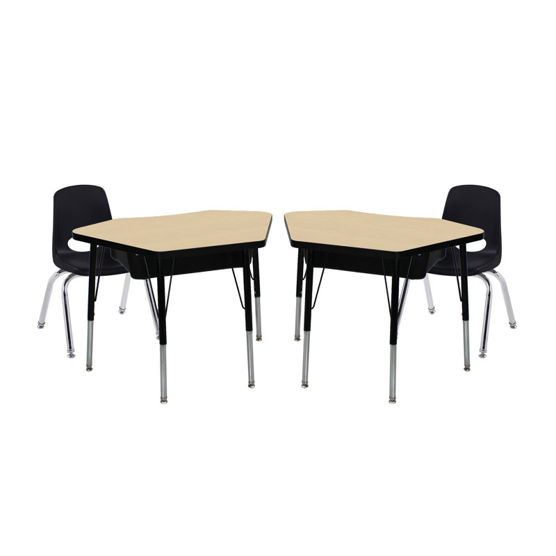 Ensemble de bureau et de chaise réglable en stratifié de H 30 po x l 36 po, Bois naturel