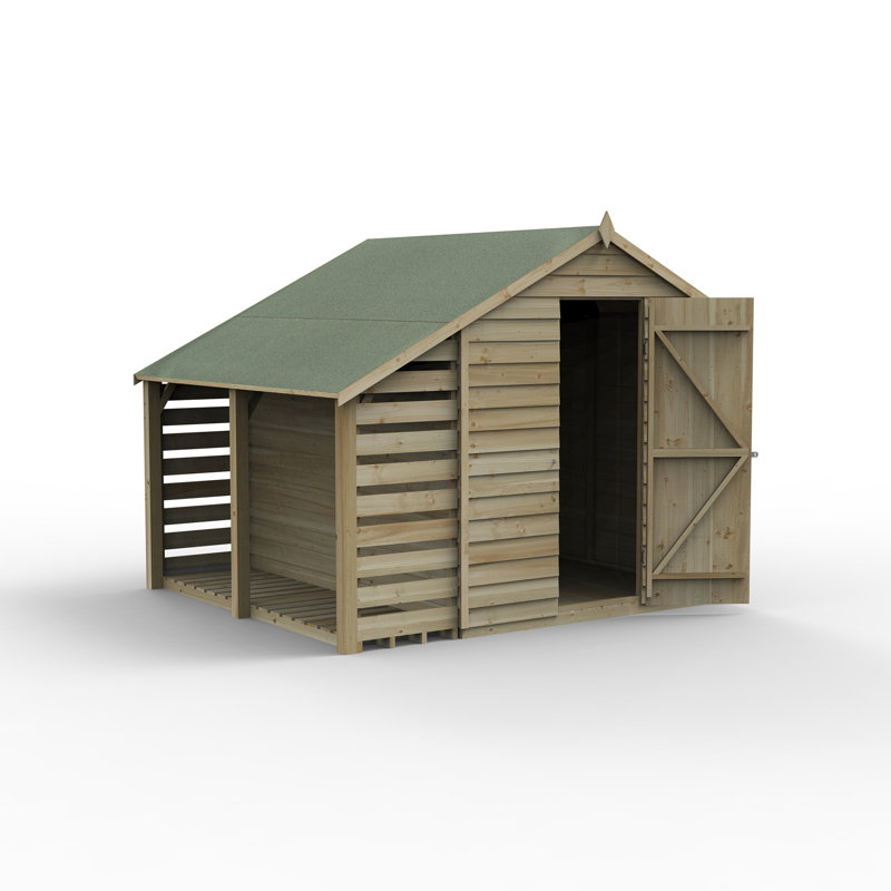 Overlap Pressure Treated 6 x 8 Apex ShedNo Window with Lean To, No